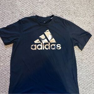 Adidas Men's Black Tee with Gold Logo